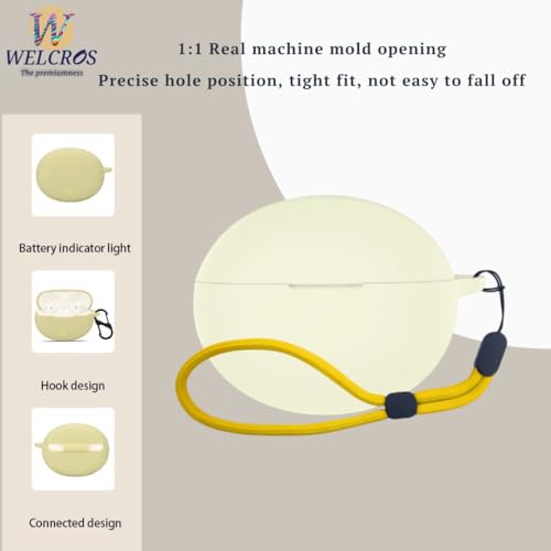 Image of WELCROS Soft Silicone Protective Case Cover for OnePlus Buds 4 (Lanyard Ivory Gold)