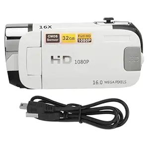 Enlybee D90 1080P 16MP Digital Camera with 2.4 Inch Rotatable Screen, 16X Zoom HD Video Recorder, Fill Light for Photography, Supports 32GB Memory Card, USB Connection, Multiple Functions (White)