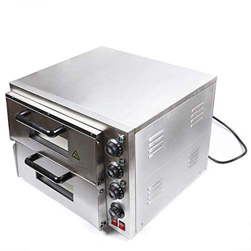 DONNGYZ Electric Pizza Oven Commercial Double Deck Bake Oven Machine Stainless Steel Ceramic Stone Toaster Suitable for Restaurant Kitchen 3000W(US Stock) - Thumbnail 2
