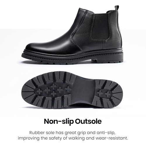 Image of OKKO Mens Chelsea Boots Genuine Leather Dress Boots for Men Classic Stylish Casual Slip On Ankle Boot for Men