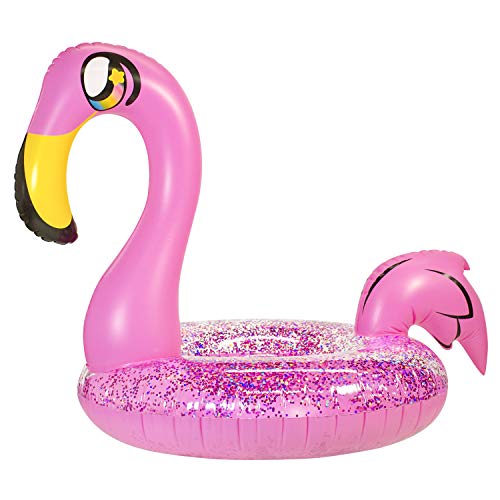 Poolcandy Inflatable Glitter Flamingo - 48" Jumbo Beach & Pool Tube #TOP1