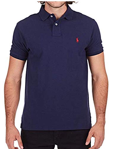 Image of POLO RALPH LAUREN Men Classic Fit Mesh Polo Shirt (Medium, Navy /Red Pony)