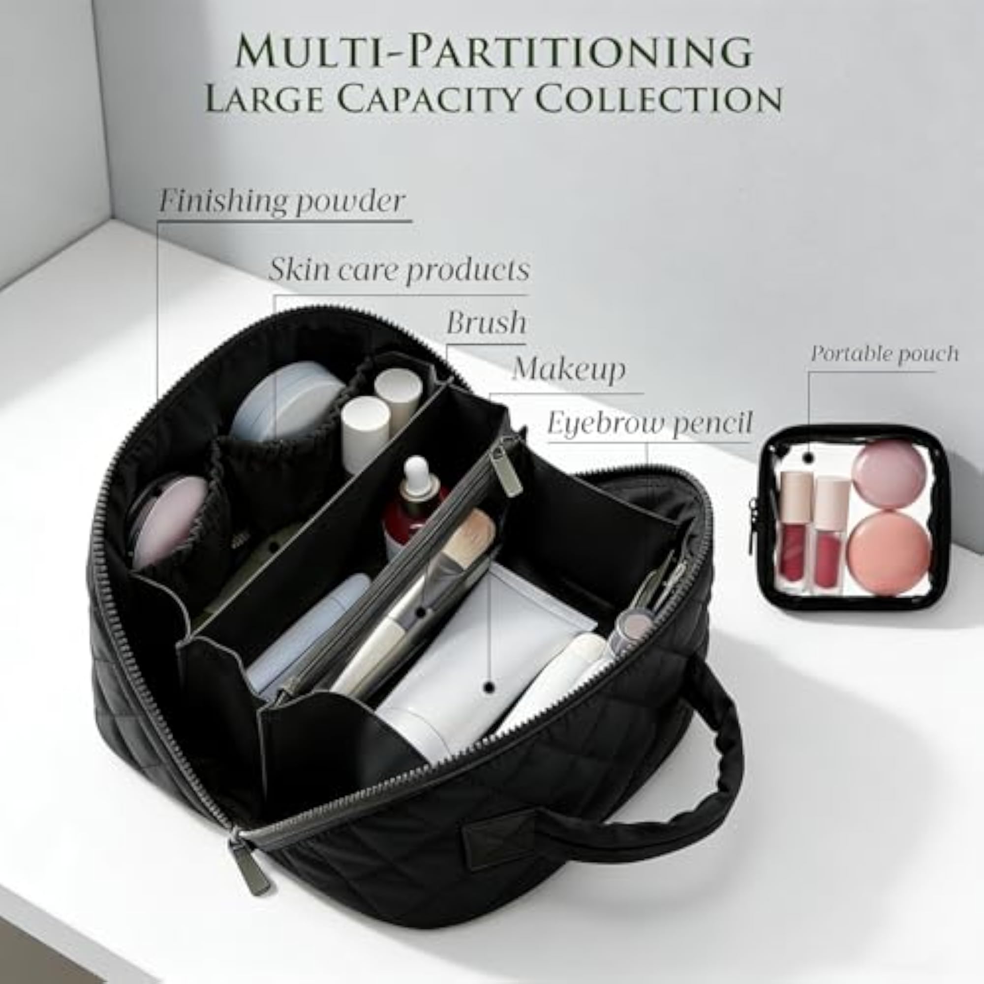Large Capacity Travel Cosmetic Bag for Women, Waterproof