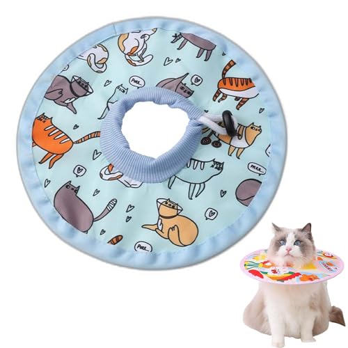 Collar de Cono de Gato ajustable evita que lama heridas con total comodidad en talla M azul 2