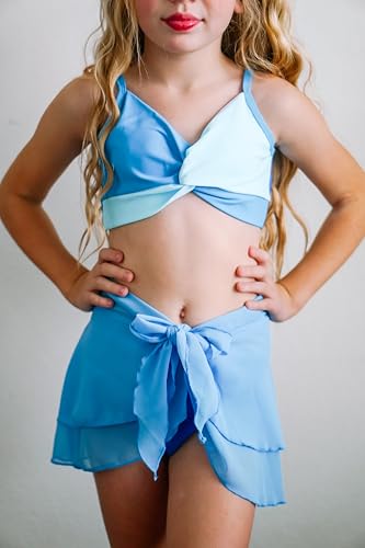 Image of HIHA Girls Swimsuit 3 Piece Bikini with Cover Up Skirts Size 6-12