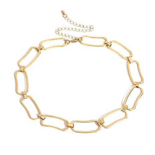 Women Punk Retro Hollow Geometric Choker Necklace Link Chain Necklace Collares Jewelry (Gold) #TOP2