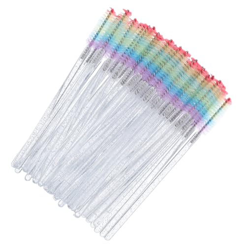 AMUSLESUR 50pcs Disposable Rainbow Crystal Eyelash Mascara Brushes Wands Spoolie Applicators for Lash Extension and Eyebrow Makeup Tools Professional Beauty Kit