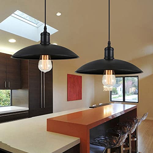 Luz de granja industrial para el comedor de cocina y lámpara de metal negra 4