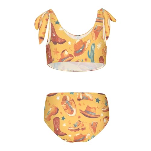 KLL Seamless Cowboy Western Boots Hat Girl Two Piece Bikini Sets Scoop Neck Beach Swimwear Bathing Suit2