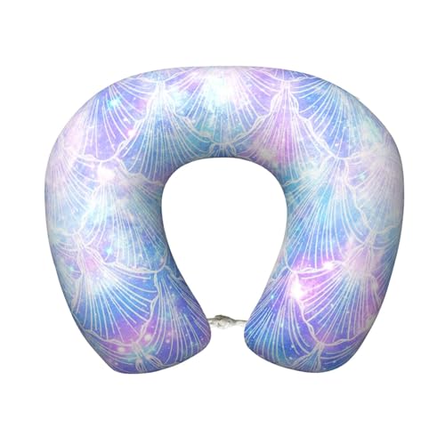Pidgazdfgv Almohada de viaje con escamas de sirena, almohada de cuello de espuma viscoelástica, lavable a máquina, festival