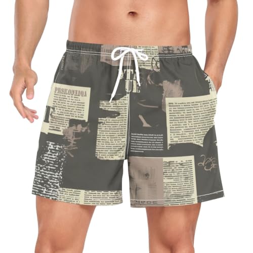 Bañador de secado rápido para hombre con estampado retro de papel antiguo