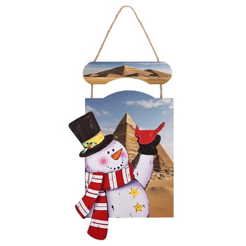 Cartello natalizio da appendere in legno, con pupazzo di neve, decorazione natalizia con piramide, decorazione rustica per la casa e le vacanze