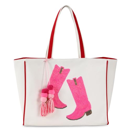 Image of DYSHAYEN Tote Bag for Women | Durable Canvas Fabric, Chenille Embroidery, Cute Shouler Handbag, for Travel,Shop,Work,Grocery