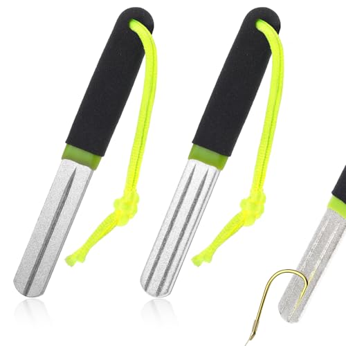 Fish Hook Sharpeners 2 Pcs Double Sided Diamond File Portable Fishing Sharpener Fine and Medium Grit for Grinding Fish Hooks