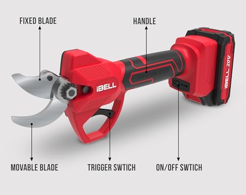 Image of iBELL BP 32-30 L1 Cordless Pruning Shears | 20V Tree Cutter & Garden Branch Cutter | Cuts up to 30mm | Stainless Steel Blade for Gardening Use | 2.0Ah Battery & Charger Included