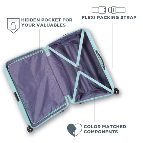 Image of American Tourister Liftoff+ | Medium Size Check-in Trolley Bag (67 cm) for Travel | 360 8 Wheel Travel Luggage | Hard Case Polypropylene (PP) Suitcase | Mounted TSA Lock | Spa Blue