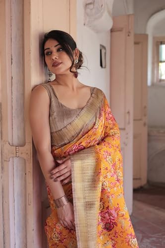 Image of MIRCHI FASHION Women Saree Cotton Silk Batik Block Printed | Breathable Office Wear and Regular Use Sari with Blouse Piece
