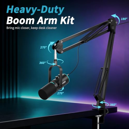 Image of PUPGSIS XLR /USB Podcast Microphone, Gaming Mic with Mute Button, Reverb Effects, Noise Cancellation, Boom Arm Stand, Headphones Jack, Dynamic Microphone for Streaming /Recording /Gaming /Vocal-Black