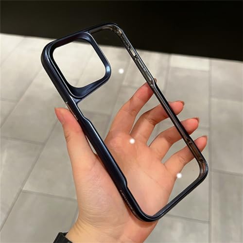 Coque acrylique rigide pour iPhone 15 Pro Max pare-chocs bleu marine