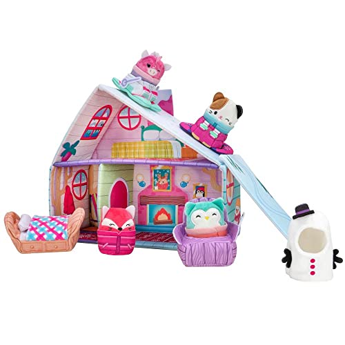 Squishville By Original Squishmallows Ski Chalet - Includes Four 2-Inch Squishmallows, Skis, Snowboard, Snowman, Chair, Bed, And Playscene With Ski Slope - Amazon Exclusive #TOP1