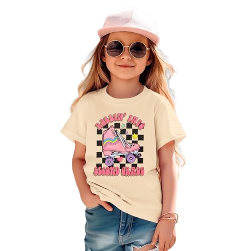 Image of First Day of School Outfit for Girl Rollin Into First Second Third Grade Shirt 1st 2nd 3rd Back to School T-Shirt Top