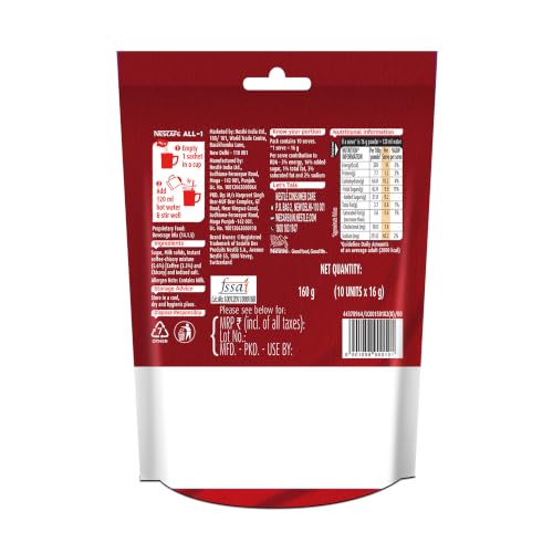 Image of Nescafe All in 1 | Instant Hot Coffee Premix - Just Add Hot Water | 160g (10 Sachets*16g)