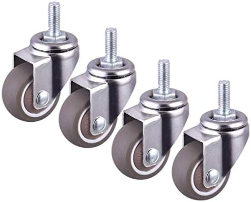 Wheels Casters,Saim 1 Inch Shopping Cart Wheel Trolley Swivel Caster Wheels Soft Rubber TPE M6x 15mm Threaded Stem Caster Wheel, 44lb/20kg Load Capacity, Set of 4