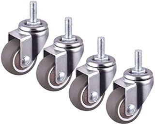 Wheels Casters,Saim 1 Inch Shopping Cart Wheel Trolley Swivel Caster Wheels Soft Rubber TPE M6x 15mm Threaded Stem Caster Wheel, 44lb/20kg Load Capacity, Set of 4