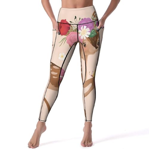 Leggings pour fitness et gym Chevreuil gainant taille haute anti-frottement