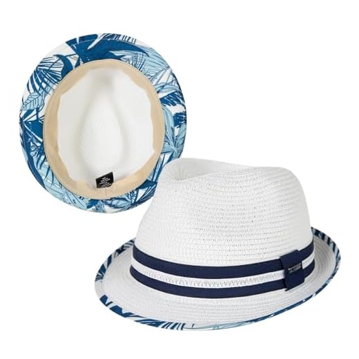 Comhats Unisex Summer Panama Fedora Trilby Straw Sun Hats for Men Women Safari Beach Hat Packable XS-XXXL (UK, Alpha, XXL, 551_White - Blue Palm)