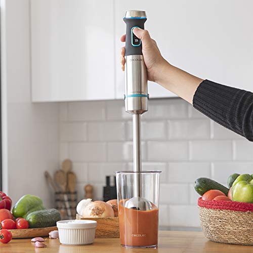 Cecotec Batidora de mano Power TitanBlack 1200 XL. 1200 W, Tecnología CrossBlades con cuchillas de 4 hojas, Pie XL, Campana antisalpicaduras, Selector de velocidad, Incluye vaso 800ml - Imagen 3