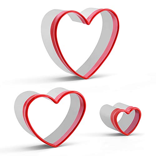 Fasaka Heart Shape Cookie Cutters With Red Color For Beloved Ones– 3Pcs Heart Biscuit Cutter For Baking And Decorating The Cake #TOP1