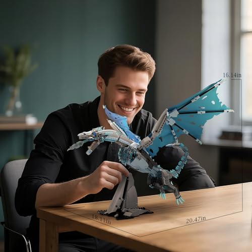 Image of QFJ Ideas Ice Dragon Building Set,Compatible with Mainstream Brands Adults Collectible MOC Dragon Model STEM Toy for GOT Fans Home Decor,Creative Gift for Kids Boys & Girls 8-16 (1019 PCS)