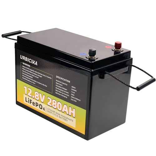12V 280Ah LiFePO4 Lithium Battery, Built-in 200A BMS, 3584Wh Energy, Up to 15000 Deep Cycles, for Solar System, RV, Camping, Boat, Home Energy Storage