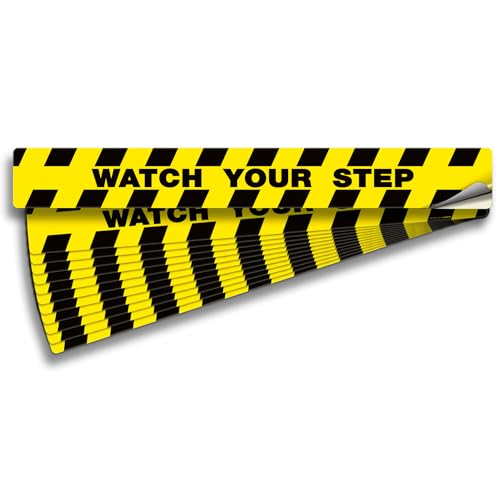 iSYFIX Adesivos Watch Your Step Floor Decalques - Pacote com 12 102 x 12 cm - Vinil autoadesivo prem