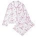 Generisch Damen klassischer Schlafanzug mit Schleifen-Muster - zweiteiliges Pyjama-Set aus Hemd und Hose | süße Nachtwäsche für gemütliche Nächte