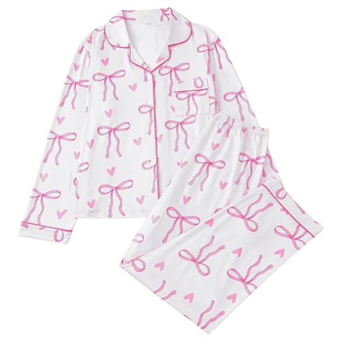 Generisch Ensemble de pyjama classique pour femmes avec motif à nœud - ensemble de pyjama deux pièces comprenant un chemisier et un pantalon | douce literie...