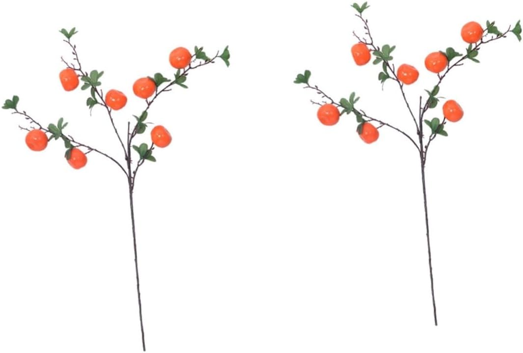 Cabilock 2pcs Artificial Orange Branch Decoration Realistic Simulated Fruit Plant Ornament for Home Office and Event Decor for Weddings Christmas and Thanksgiving Celebrations