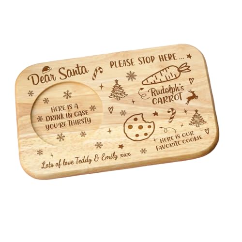 Personalised Engraved Santas Wooden Board Father Christmas Xmas Eve Treat Plate Santa Wooden Board Santa Plate Santa Snack Board