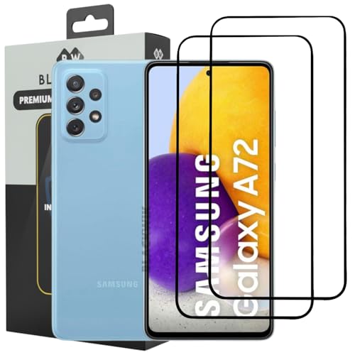 Image of Blackwik Tempered Glass Screen Protector for Samsung Galaxy A72 with Edge-To-Edge Protector Coverage | Easy Installation Kit (Black) (Pack Of 2)