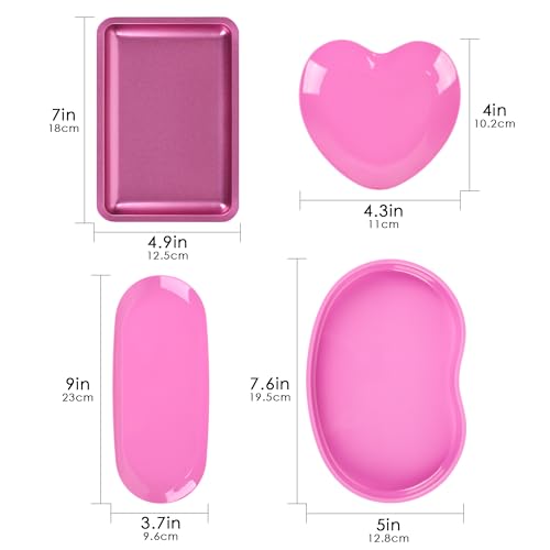 Plateau maquillage cosmétiques acier inoxydable rose rouge pour rangement - 3