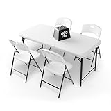 Ortus Collective 4FT Folding Table Set with 4 Chairs – Heavy-Duty 400 lbs Table & 600 lbs Chair Capacity, Portable Foldable Table & Chair Set for Camping, Parties, Indoor & Outdoor Use