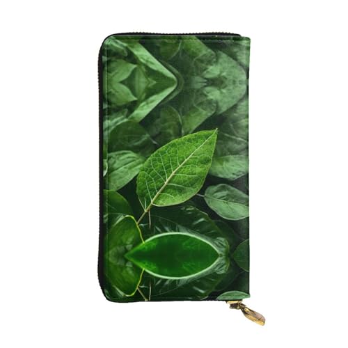 Cartera de cuero de alta calidad en bolso de mano estampado Green Leaf Nature exclusivo