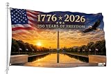 250 Years of Freedom Flag 3x5 Ft, Patriotic American Banner with Washington Monument & Reflecting Pool, Independence Day Outdoor Decor, Single Sided Flag