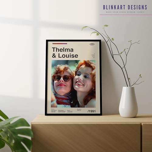 Image of BLINKART Thelma & Louise Movie Poster Frame 12x18 Inch | Premium 300 GSM Paper Wall Print | Mid Century Vintage Film Artwork for Home, Bedroom, Living Room, Office | Framed Photo Decor