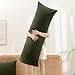 BESTOUCH 100% Washed Cotton Pillowcase for Hair and Skin Linen Feel Soft Comfortable Breathable 1 Pcs Pillow Case with Envelope Closure Solid Olive Green Body 20x54 Inches