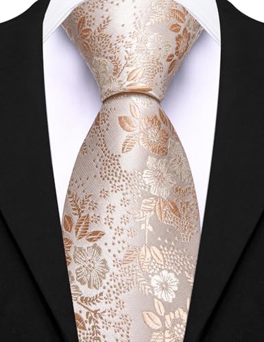 Image of Barry.Wang Floral Ties for Men Flower Necktie with Tie Clip Formal