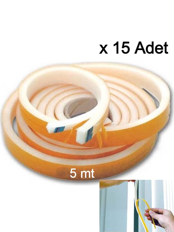Nistabolje 15 Adet Yapışkanlı Pencere Bandı Isı Yalıtım Süngeri (5 METREX15)