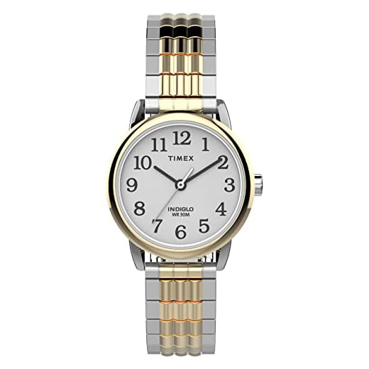 Timex Women's Easy Reader 25mm Perfect Fit Watch – Two-Tone Case White Dial with Two-Tone Expansion Band