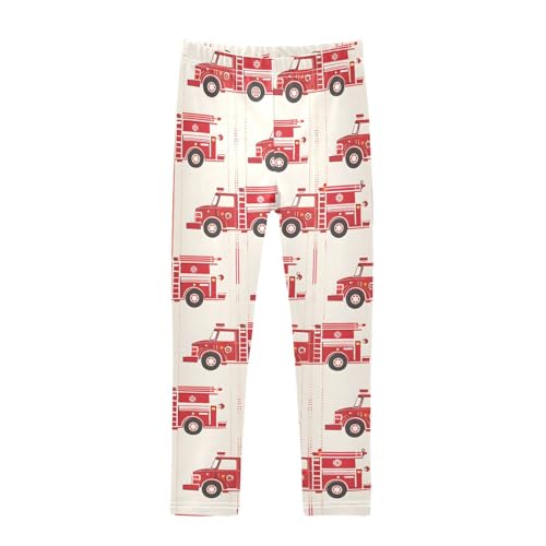Red Fire Truck Girls Leggings Soft Stretch Workout Yoga Dance Pants for Kids Casual Tights